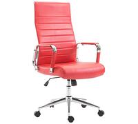 CLP Silla De Oficina Kolumbus En Simil Cuero & Base De Metal con Ruedas I Silla De Escritorio Ergonómica & Regulable En Altura | Color Rojo