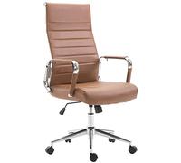CLP Silla De Oficina Kolumbus En Simil Cuero & Base De Metal con Ruedas I Silla De Escritorio Ergonómica & Regulable En Altura | Color marrón Claro