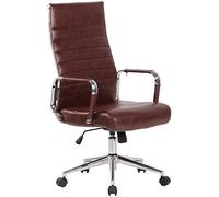 CLP Silla de oficina Kolumbus – símil cuero, base metal con ruedas, ergonómica y regulable, Burdeos