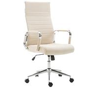 CLP Silla De Oficina Kolumbus Ergonómica En Tela con Ruedas I Silla De Escritorio Regulable En Altura & Giratoria | Color Crema
