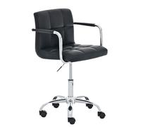 CLP Silla De Oficina Lucy En Cuero Sintético I Silla De Ordenador con Ruedas I Silla De Escritorio con Reposabrazos & Giratoria I Color:, Color:Negro