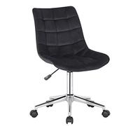 CLP Silla De Oficina Medford Acolchada En Terciopelo I Silla De Estudio Giratoria con Base Metálica & Ajustable En Altura, Color:Negro