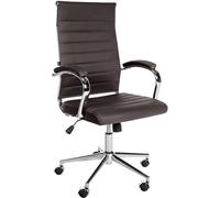 CLP Silla De Oficina Mollis En Cuero Auténtico I Silla Giratoria para Escritorio con Reposabrazos Acolchados, Color:café