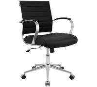 CLP Silla de Oficina Oakland, Ajustable en Altura, giratoria 360° con función basculante y Ruedas Suaves, ergonómica y con Respaldo Color:Negro;Material:Cuero Real