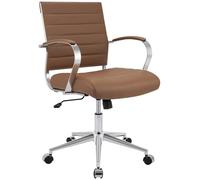 CLP Silla de oficina Oakland, ajustable, giratoria 360°, ruedas suaves, cuero sintético marrón claro