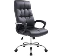CLP Silla de oficina Poseidon XXL, simil cuero, base de metal, ruedas, ergonómica, giratoria, Negro