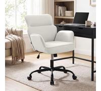 Silla de oficina CLP, diseño "Amado", apariencia de cuero, con ajuste de altura, giro de 360°, respaldo ajustable hasta 135 kg | Color: blanco