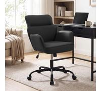 CLP Silla de Oficina Regulable Amado Cuero sintético Acolchada giratoria con Brazos y Respaldo soporta hasta 135 kg | Color Negro