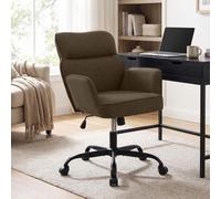 Silla de oficina CLP Amado, tapizada en tela, con ajuste de altura, giro de 360°, respaldo ajustable y capacidad de hasta 135 kg. Color: marrón