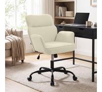 CLP Silla de Oficina Regulable Amado, tapizada en Tela, giratoria con reposabrazos y Respaldo, soporta hasta 135 kg | Color Crema