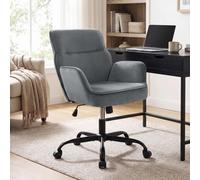 Silla de oficina CLP, modelo Amado, tapizada en terciopelo, con ajuste de altura, giro de 360°, respaldo ajustable y capacidad de hasta 135 kg. Color: gris