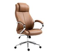 CLP Silla de Oficina Salford I Silla de Escritorio con tapizado de Piel auténtica I Silla Regulable en Altura y giratoria Color:marrón Claro
