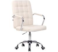 CLP Silla De Oficina Terni Tapizada En Tela o Simil Cuero I Silla De Escritorio Giratoria & Regulable En Altura Color:Crema;Material:Tela