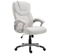 CLP Silla de Oficina Texas ergonómico, Ajustable en Altura y Giratorio, con reposabrazos, Respaldo reclinable, Dcuero sintético Color:Blanco