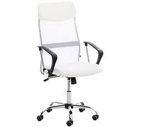 CLP - Silla de oficina Washington de malla transpirable y piel sintética, silla de escritorio giratoria, ergonómica, direccional, color: negro (blanco)