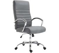 CLP Silla De Oficina XL Valais Tapizada En Simil Cuero & Base con Ruedas I Silla De Ordenador Giratoria & Regulable En Altura | Color Gris