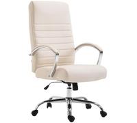 CLP Silla De Oficina XL Valais Tapizada En Simil Cuero & Base con Ruedas I Silla De Ordenador Giratoria & Regulable En Altura, Color:Crema