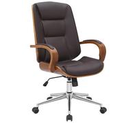 CLP Silla de oficina Brostuhl Yankton - polipiel, madera curvada, base metálica - Nuez/Marrón