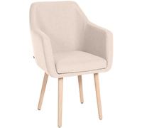 CLP Silla De Salón Utrecht Acolchada & Tapizada En Tela I Butaca De Dormitorio Moderna con Base De Madera I, Color:Beige, Color del Marco:Natura