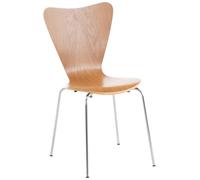 CLP Silla de Visita Apilable Calisto I Silla de Comedor Apilable & Asiento de Madera I Silla de Cocina con Base de Metal, Color:Roble