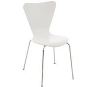 CLP Silla de Visita Apilable Calisto I Silla de Comedor Apilable & Asiento de Madera I Silla de Cocina con Base de Metal, Color:Blanco