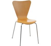 CLP Silla de Visita Apilable Calisto I Silla de Comedor Apilable & Asiento de Madera I Silla de Cocina con Base de Metal, Color:Natura