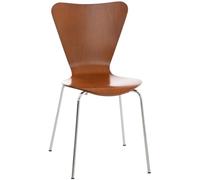 CLP Silla de Visita Apilable Calisto I Silla de Comedor Apilable & Asiento de Madera I Silla de Cocina con Base de Metal, Color:marrón