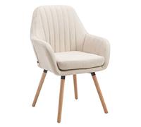 CLP Silla De Visita Florian Tapizada En Tela I Silla Butaca De Salón Nórdica I Silla Comedor Acolchada & con 53cm De Altura De Asiento I Color:, Color:Crema, Color del Marco:Natura