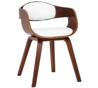 CLP Silla De Visita Kingston En Símil Cuero I Silla De Madera con Respaldo Semi-Curvado I Butaca De Salón En Estilo Escandinavo, Color:Nuez/Blanco