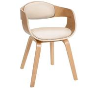 CLP Silla De Visita Kingston En Símil Cuero I Silla De Madera con Respaldo Semi-Curvado I Butaca De Salón En Estilo Escandinavo, Color:Natural/Crema