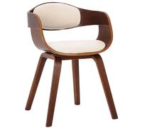 CLP Silla de visita Kingston – Símil cuero, estilo escandinavo, respaldo semi-curvado – Nogal/Crema
