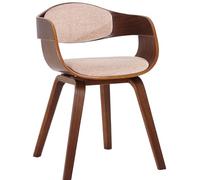 CLP Silla de visita Kingston en tela, madera, respaldo semi-curvado, estilo escandinavo – Nuez/Crema