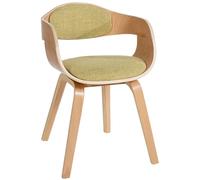 CLP Silla De Visita Kingston En Tela I Silla De Madera con Respaldo Semi-Curvado I Butaca De Salón En Estilo Escandinavo I | Color Natura/Verde Claro