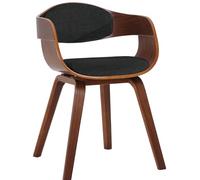 CLP Silla De Visita Kingston En Tela I Silla De Madera con Respaldo Semi-Curvado I Butaca De Salón En Estilo Escandinavo I, Color:Nuez/Negro