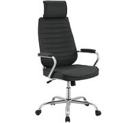CLP Silla ergonómica Rako, regulable, giratoria, cuero sintético, reposacabezas, negro