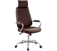 CLP Silla ergonómica Rako, Ajustable en Altura, giratoria, Cuero sintético, Respaldo con reposacabezas, Brazos Acolchados | Color Burdeos