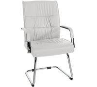 Silla de conferencia sievert tapizada en cuero sintético, soporte de metal con aspecto cromado brillante color blanco