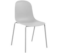 CLP Silla Hardin apilable para Exteriores o Interiores I Butaca de Comedor sin reposabrazos con Base Metalica de 4 Patas Color:Gris Claro
