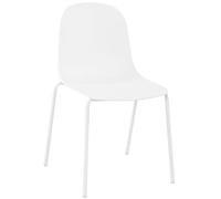 CLP Silla Hardin apilable para Exteriores o Interiores I Butaca de Comedor sin reposabrazos con Base Metalica de 4 Patas Color:Blanco