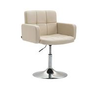 CLP Silla Lounge Los Angeles En Cuero Sintético I Butaca De Salón Giratoria & Regulable en Altura I Taburete Bajo con Reposabrazos I Color: Color:Crema
