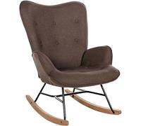CLP Silla Mecedora Relax Sanka Tapizada En Tela & con Base De Metal I Sillón Mecedora De Dormitorio Estilo Escandinavo Color:marrón