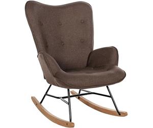 CLP Silla Mecedora Relax Sanka Tapizada En Tela & con Base De Metal I Sillón Mecedora De Dormitorio Estilo Escandinavo, Color:marrón