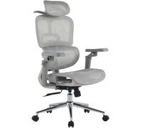 CLP Silla Oficina Ergonómica Jenson con Reposacabezas, Silla Escritorio Altura Regulable, Respaldo Reclinable 135o, Soporte Lumbar Color:Gris