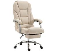 CLP Silla Oficina Ergonómica Pacific En Tela I Silla Escritorio Regulable En Altura & Giratoria I Silla Ordenador con Reposapiés Abatible Color:Crema