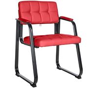 CLP Silla para Visitas Canada B Tapizada En Cuero Sintético I Silla De Espera con Reposabrazos I Silla Confidente con Base De Metal I Color:, Color:Rojo
