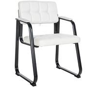CLP Silla para Visitas Canada B Tapizada En Cuero Sintético I Silla De Espera con Reposabrazos I Silla Confidente con Base De Metal I Color: | Color Blanco