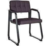 CLP Silla para visitas Canada B – Cuero sintético, reposabrazos, base metálica, marrón