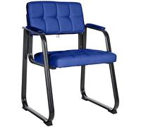 CLP Silla para visitas Canada B Tapizada en cuero sintético con reposabrazos y base de metal Azul