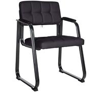 CLP Silla para Visitas Canada B Tapizada En Cuero Sintético I Silla De Espera con Reposabrazos I Silla Confidente con Base De Metal I Color: | Color Negro