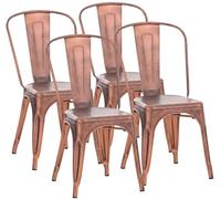 CLP Sillas Apilables Pack de 4 Metal con Respaldo Benedikt, Bistro Apilables para Hostelería y Cocina, Diseño Resistente 200 kg Color:Cobre